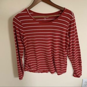 Orange White Striped Long Sleeve "Essential Tee"